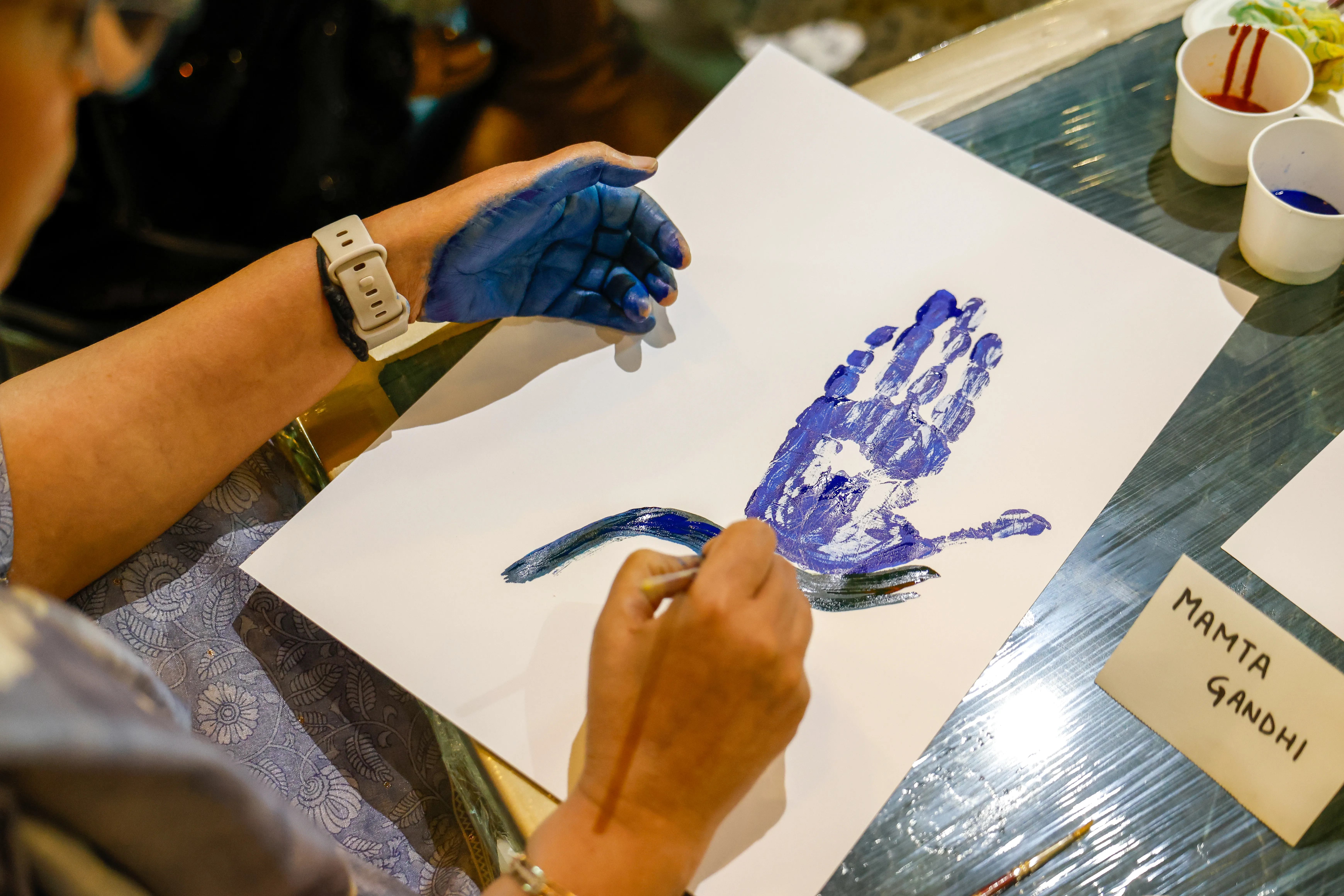 Adults 50+ painting in Art Beyond Age in-studio workshop, Dehradun